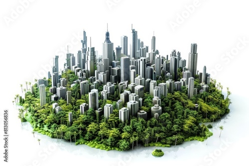 Visionary city planners utilize stateoftheart simulation software to predict urban growth in bizarrely accurate ways, isolated on white