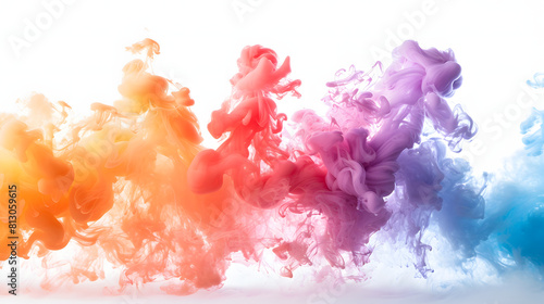 Colorful smoke bomb with white background  ideal for text