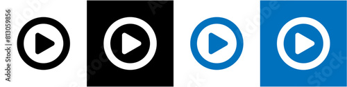 Set of Play button icons on transparent background.