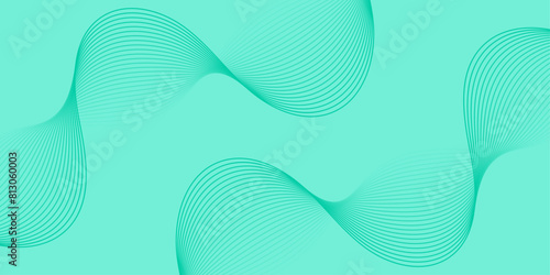 Abstract background with waves for banner. Medium banner size. Vector background with lines isolated. Element for design. Green gradient. Turquoise color. Summer, spring. Brochure, booklet