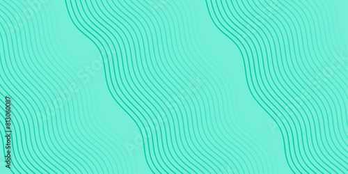 Abstract background with waves for banner. Medium banner size. Vector background with lines isolated. Element for design. Green gradient. Turquoise color. Summer, spring. Brochure, booklet