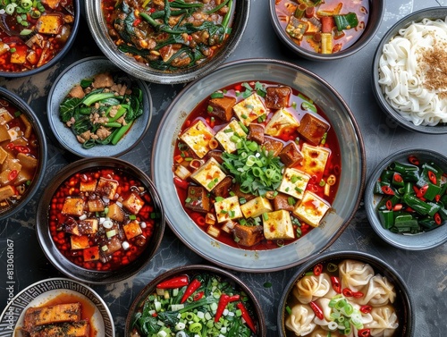 Sichuan Cuisine Spicy and bold flavors with dishes like mapo tofu photo