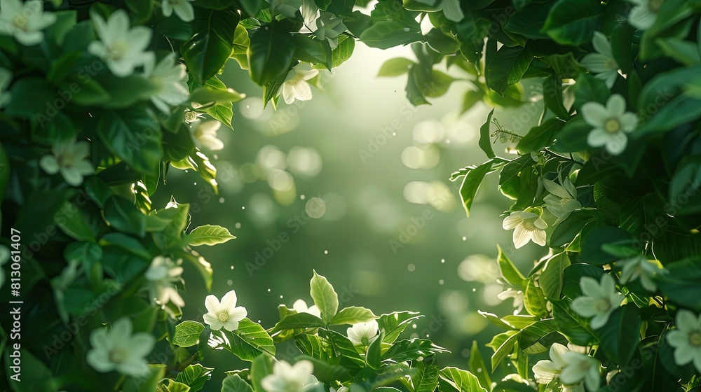 Obraz premium Flower frame with bokeh background. Floral background.