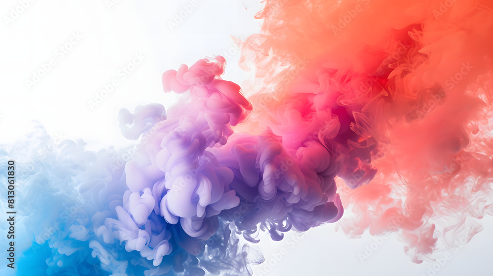 Fototapeta premium Lively smoke bomb on pure white, for adding text.