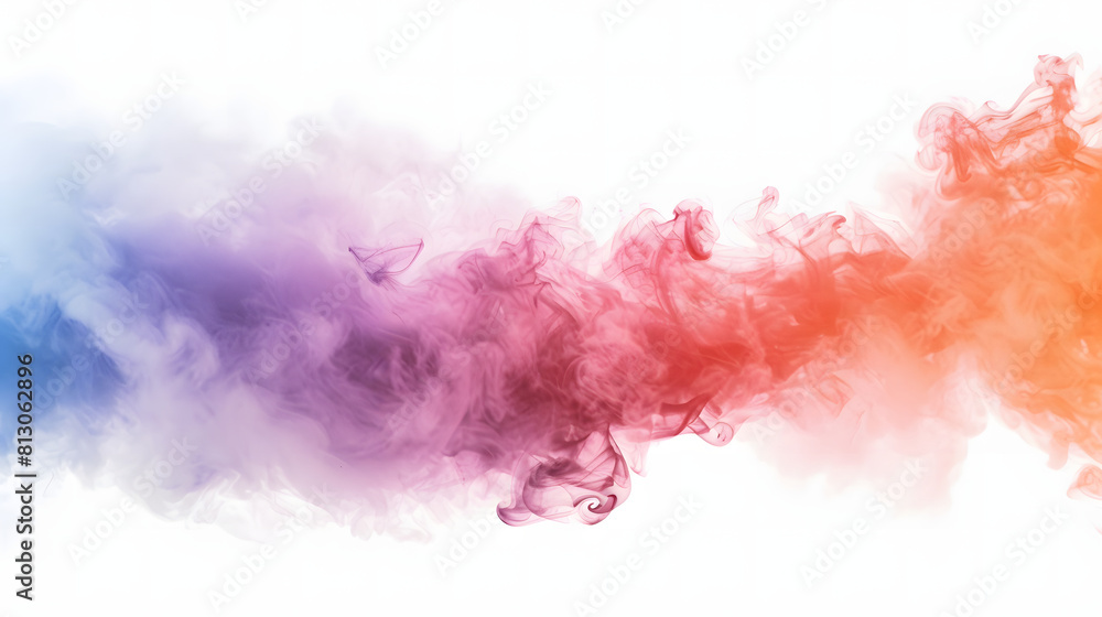 Fototapeta premium Colorful smoke bomb against white background, perfect for text.