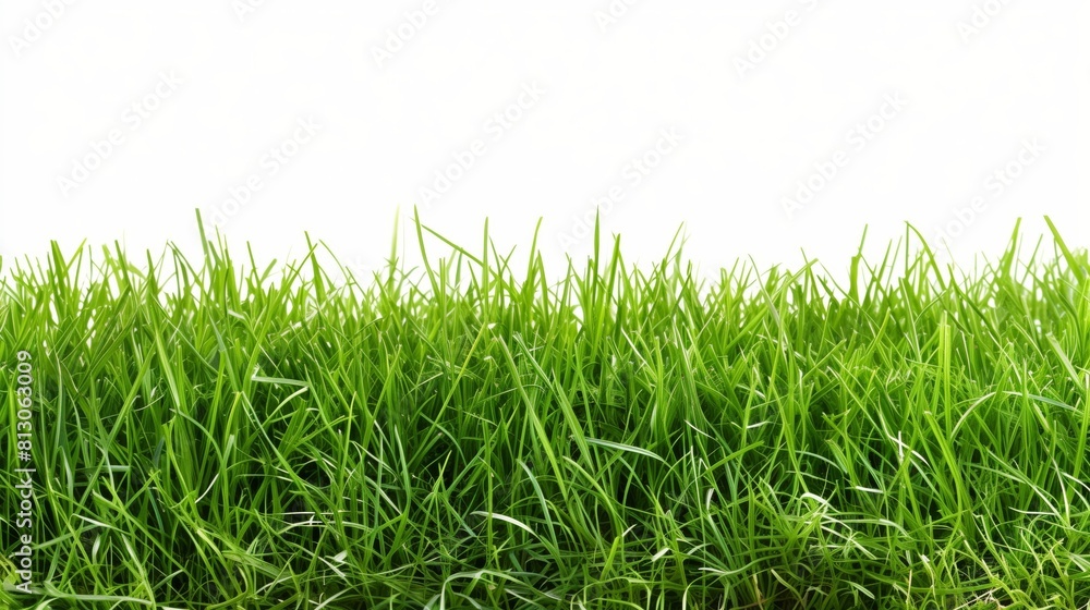Obraz premium Vibrant green grass cutout on white background.