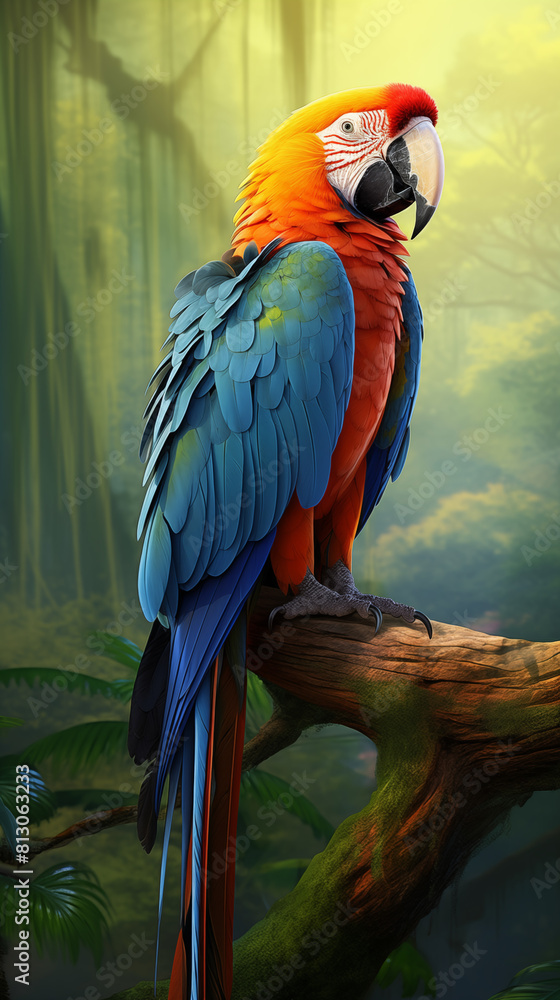 Obraz premium Macaw Image For Wallpaper, Desktop Background, Smartphone Cell Phone Case, Computer Screen, Cell Phone Screen, Smartphone Screen, 9:16 Format - PNG