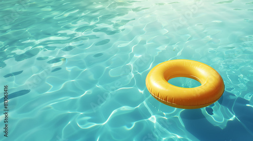 Matte Egg Yellow Inflatable Pool Ring Floating in Blue Water