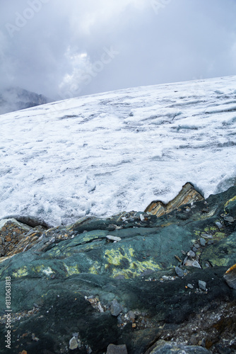 La Corona Glacier melting and shrinking down in Sierra Nevada National Park, Mérida. Venezuela last standing glacier. March 11, 2022 photo