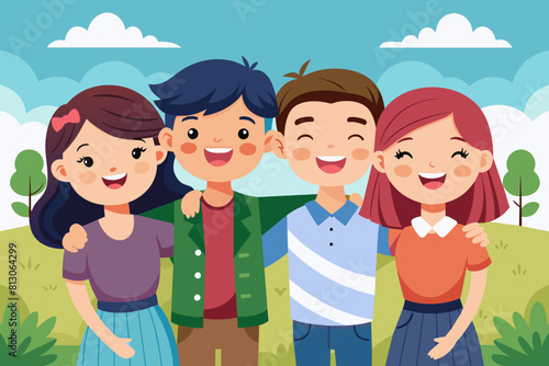Amigos o familia en el parque