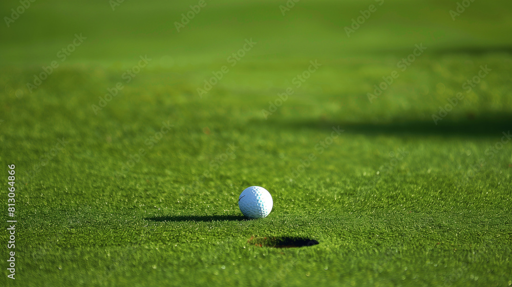 Golf Ball Resting in Hole on Golf Course Golf Ball Resting in Hole on Golf Course
