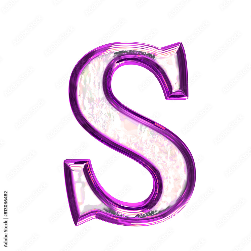 Ice symbol in a purple frame. letter s Ice symbol in a purple frame. letter s