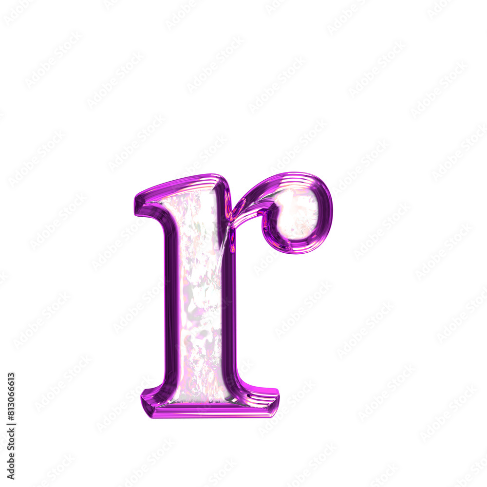 Ice symbol in a purple frame. letter r Ice symbol in a purple frame. letter r