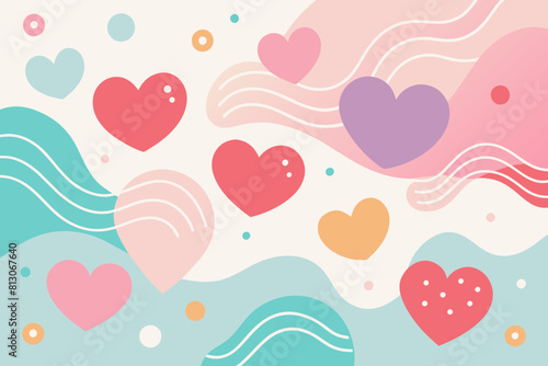 Corazones, puntos y líneas infantiles y pasteles. Invitación de cumpleaños