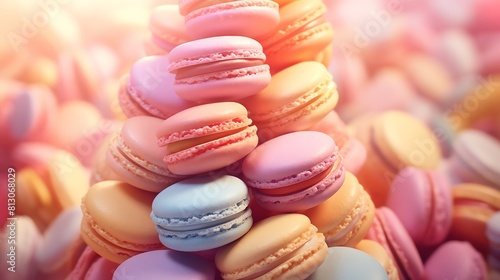 A stack of macarons in various colors
