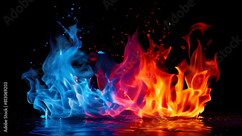 Flames Aglow  Vivid Image of Isolated Flames Against Black Background AI Generated PNG Illustration