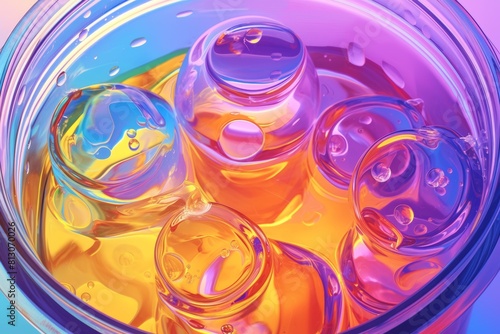 Vibrant Close-Up of Multi-Colored Detergent Pods in a Glass Jar