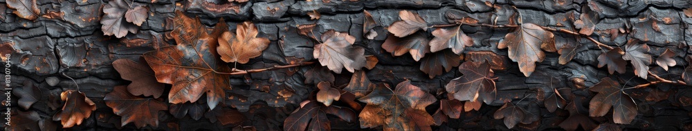 Close Up of Burnt Leaves on a Wall