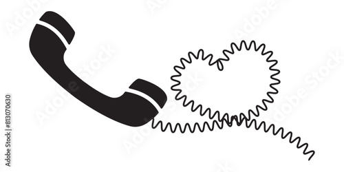 Telephone receiver icon with a cord. Modern Phone icon vector. Phone icon vector isolated on white background.  Phone silhouette, vector icon template for app, ui and logo design.
