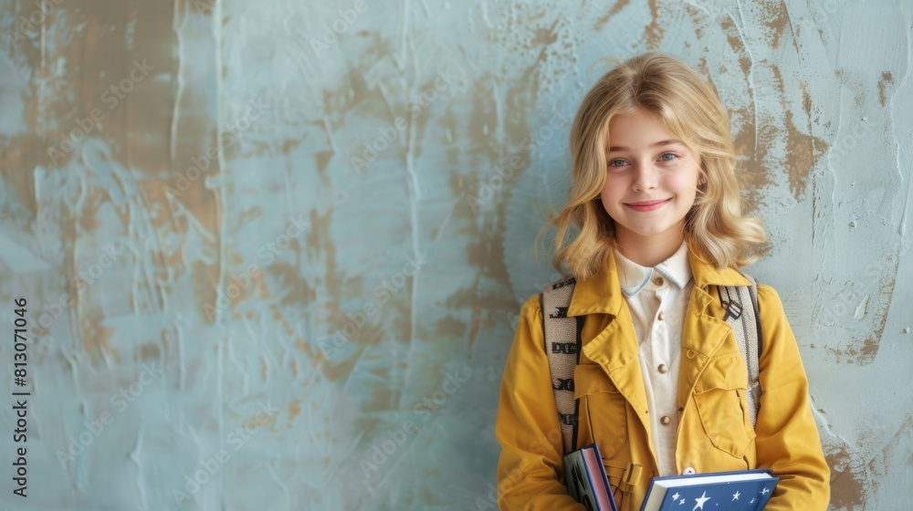 Smiling Girl with School Backpack. Smiling Girl with School Backpack.