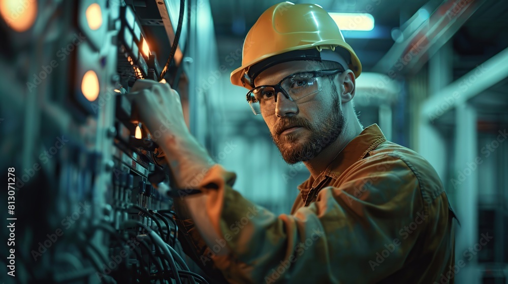 Close up electrical switchboard with repairing a factory electrical panel with cables and switches. Close up electrical switchboard with repairing a factory electrical panel with cables and switches.