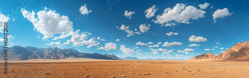 Desert Landscape With Mountains and Clouds