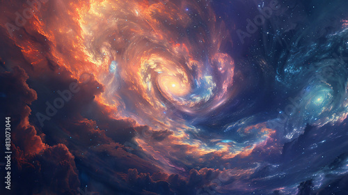 otherworldly landscape with swirling nebulae and distant galaxies  evoking a sense of cosmic wonder