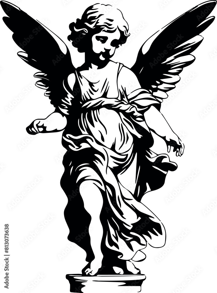 Fototapeta premium Baby Angel, Angel cupid, Angel statue Vector Illustration 