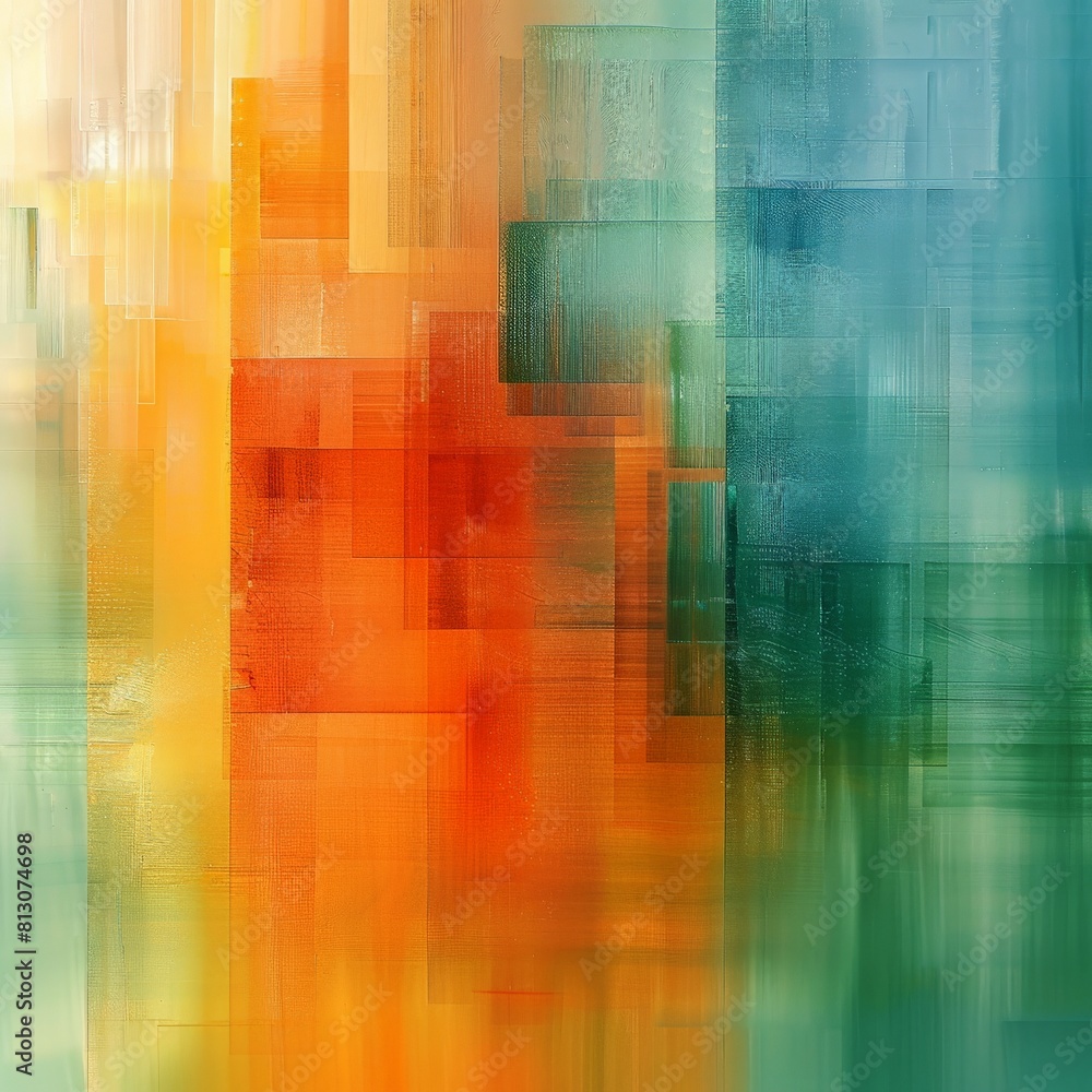 Abstract Painting in Orange, Green, and Blue Abstract Painting in Orange, Green, and Blue