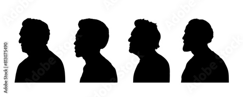 Set of silhouette of an old man, old man - vector illustration