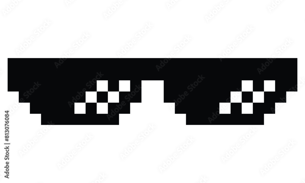 Pixel art sunglasses with white light reflections, transparent background and vector eps, jpg and png files available Pixel art sunglasses with white light reflections, transparent background and vector eps, jpg and png files available