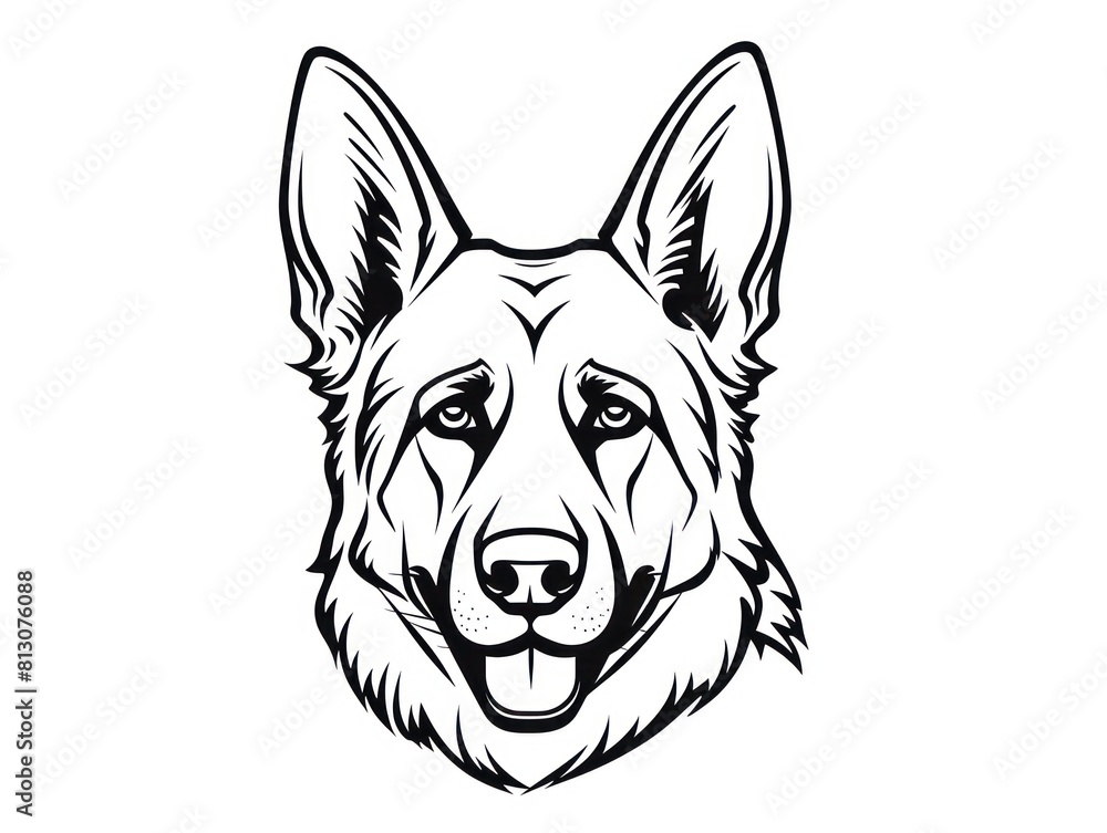 illustration of a german shepherd dog, isolated head, showcasing an adorable and playful pet illustration of a german shepherd dog, isolated head, showcasing an adorable and playful pet