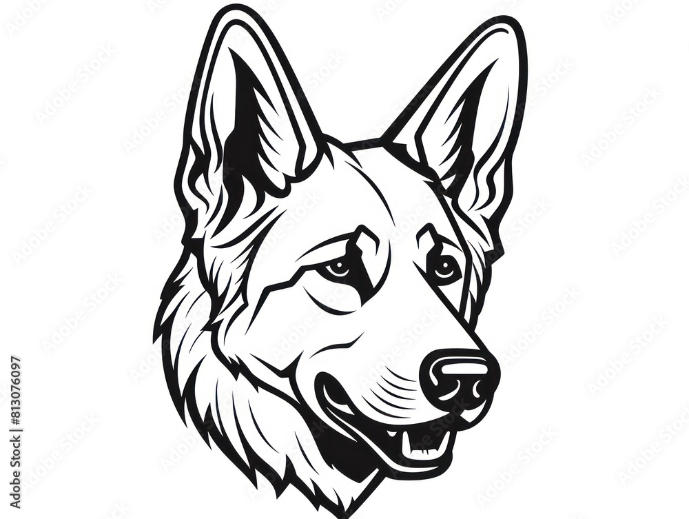 Naklejka premium illustration of a german shepherd dog, isolated head, showcasing an adorable and playful pet