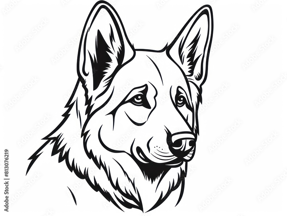 illustration of a german shepherd dog, isolated head, showcasing an adorable and playful pet illustration of a german shepherd dog, isolated head, showcasing an adorable and playful pet