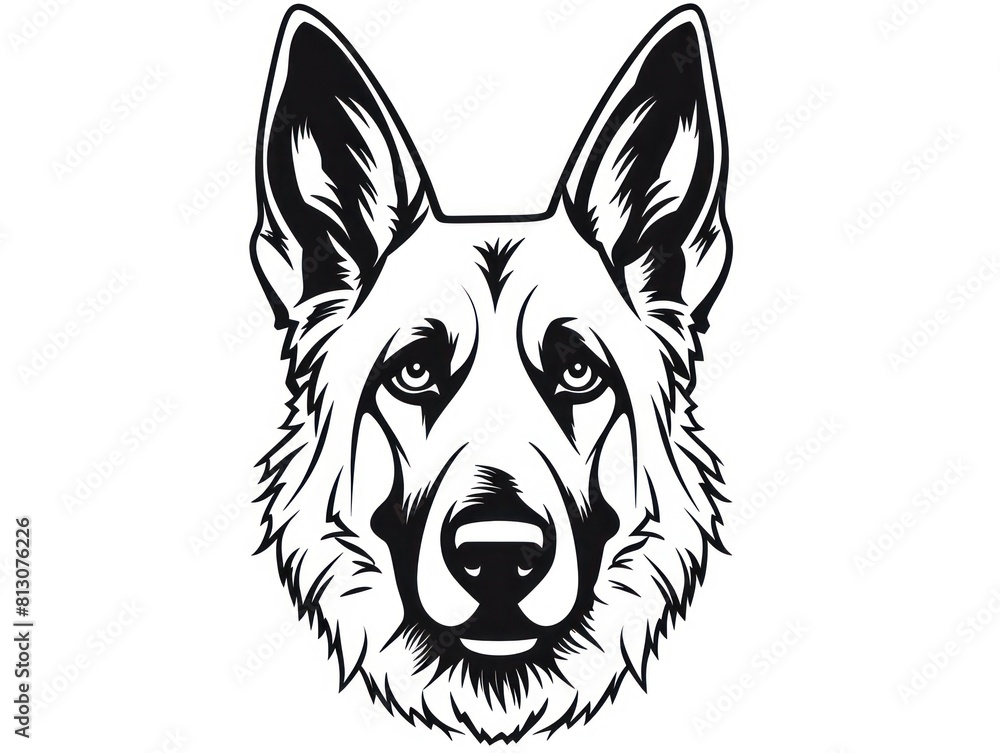illustration of a german shepherd dog, isolated head, showcasing an adorable and playful pet illustration of a german shepherd dog, isolated head, showcasing an adorable and playful pet