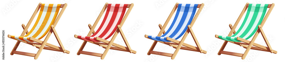 Cartoon beach chair isolated on transparent background