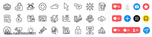 Fake review, Judge hammer and Cake line icons pack. Social media icons. Recovery gear, Inspect, Seo strategy web icon. Medical tablet, Cardio training, Taxi pictogram. Vector