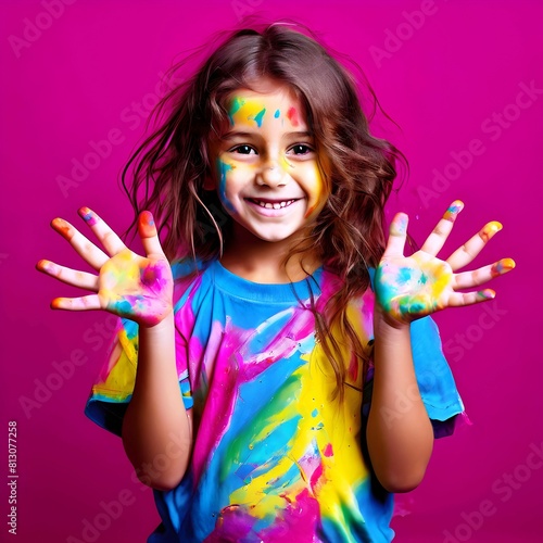 child with painted hands