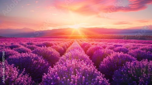 Ultra-high quality summer sunset on lavender field.