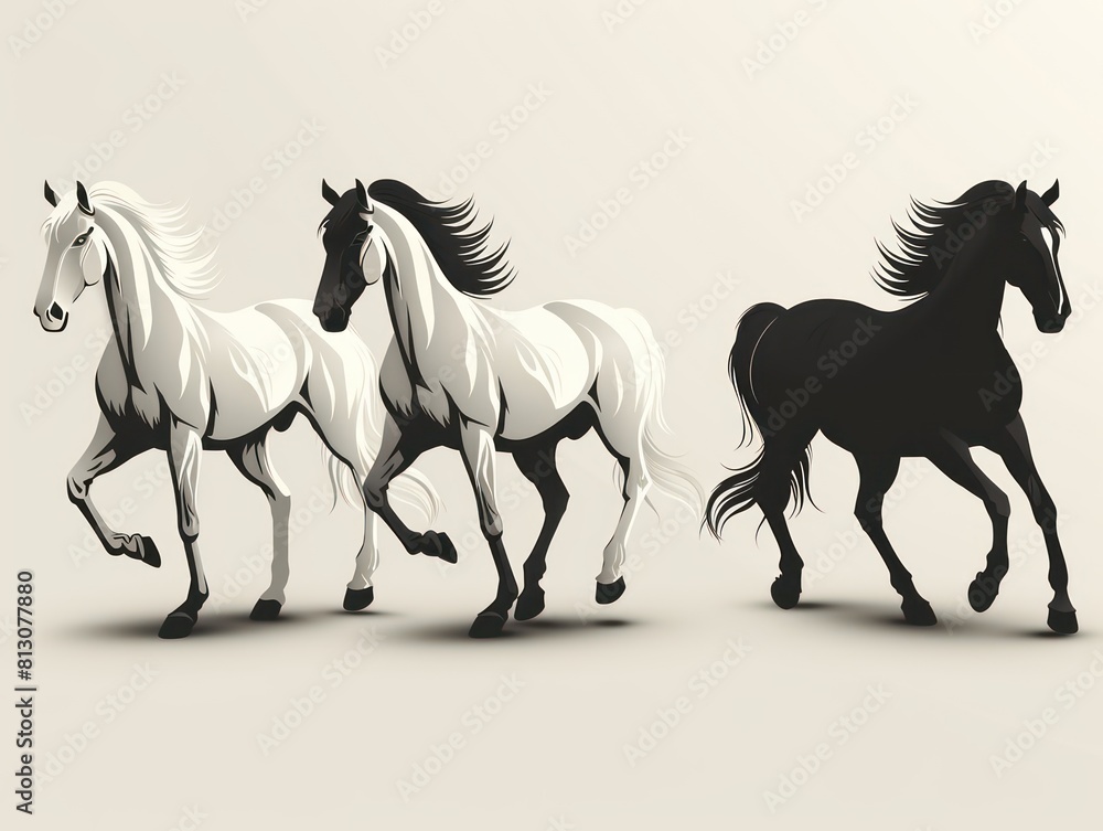 Silhouette of a horse in motion, capturing the grace and power of this farm mammal Silhouette of a horse in motion, capturing the grace and power of this farm mammal