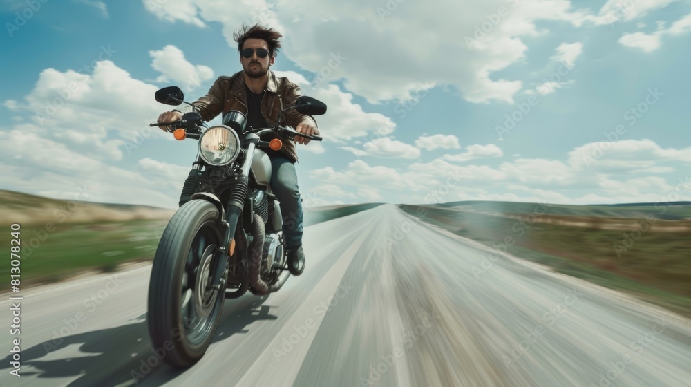 Obraz premium The Biker on Open Road