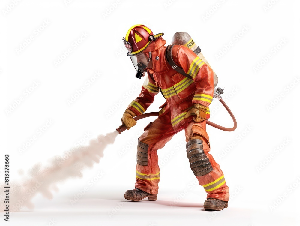 A firefighter in full gear, helmet secured, amidst billowing smoke, bravely battling flames to rescue lives, embodying courage and protection in the face of danger A firefighter in full gear, helmet secured, amidst billowing smoke, bravely battling flames to rescue lives, embodying courage and protection in the face of danger