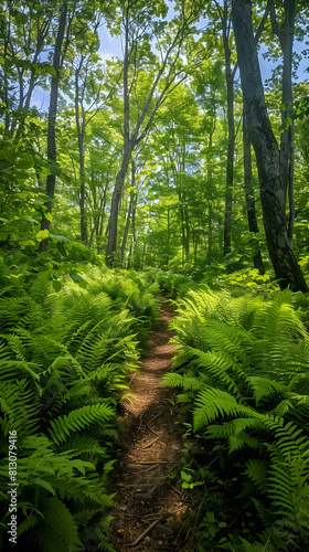 Embracing Tranquility: A Serene Journey through a Nature Trail in Vermont.