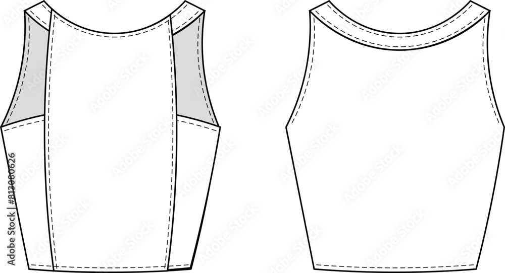 Φωτογραφία boat neck sleeveless elastic fit crop cropped blouse top tee t-shirt template te