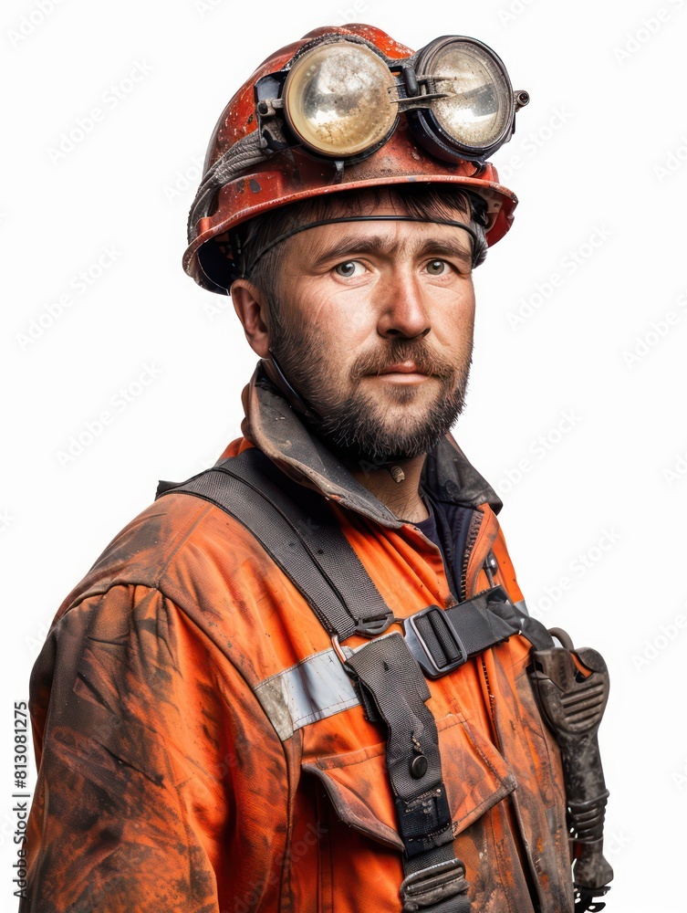 A miner equipped with a hardhat, working diligently in the industry. This occupation requires safety measures and a strong work ethic in challenging environments A miner equipped with a hardhat, working diligently in the industry. This occupation requires safety measures and a strong work ethic in challenging environments