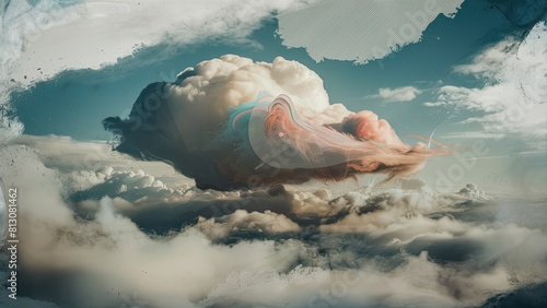 Single cloud in air. Fog, white clouds or haze For designs, Abstract cloud