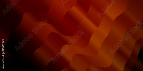 Dark Orange vector background with curved lines. photo