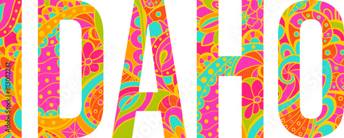 Idaho celebrative text design. Use for festival, tshirt,print, degital decor