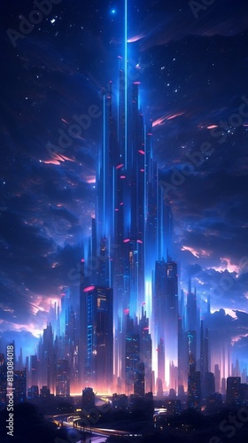 futuristic night city skyline