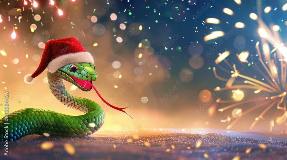 Beautiful cute cartoon snake. Exotic reptile. Symbol of the New Year. Background for the design of cards and invitations for the Christmas holidays. Beautiful cute cartoon snake. Exotic reptile. Symbol of the New Year. Background for the design of cards and invitations for the Christmas holidays.